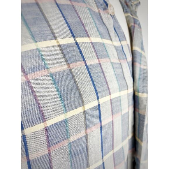 VTG ReUnion Button Up Striped Checkered Shirt Cut Off Sleeves Sz S Single Stitch - Picture 3 of 9